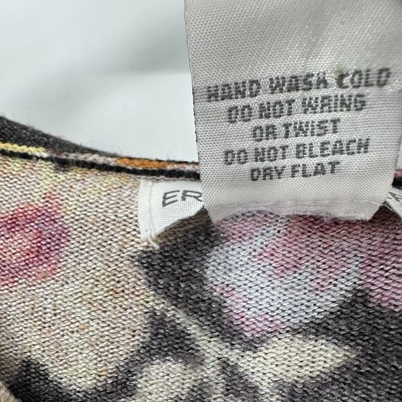 Eric Spencer Sweater Womens XL Black Floral Print Hooded Zip Up Pullover Cottage - Picture 7 of 10